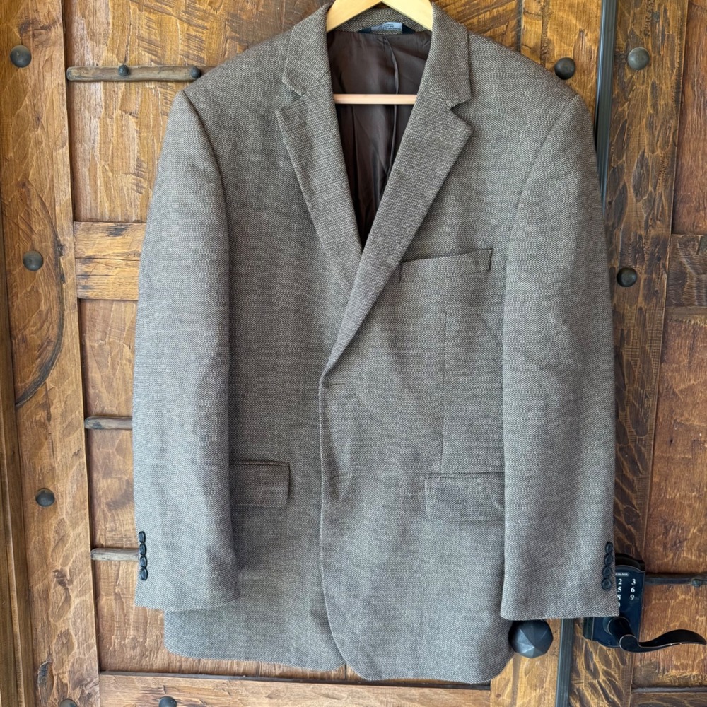 Pronto Uomo Couture Blazer Mens 46R Brown Lambswool Sport Coat 2-Button Classic